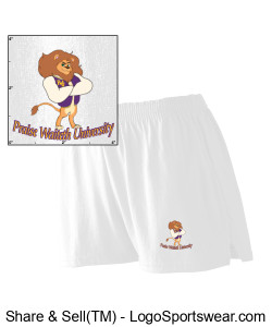 Ladies White Shorts w/PWU Logo Design Zoom